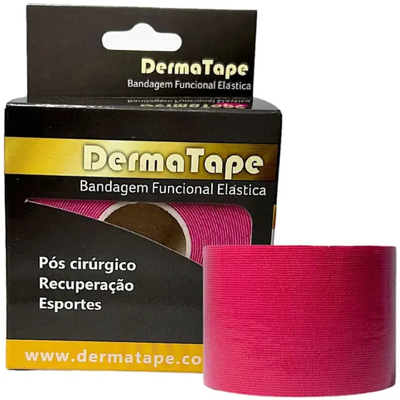 Bandagem Elástica Funcional kinesio tape Dermatape 5cm X 5m Rosa
