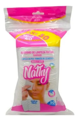 Algodão Limpeza Facial Quadrado 50und Nathy