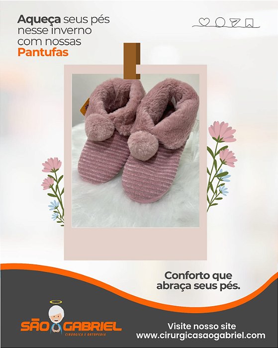 Pantufa Bota Nuvem Rosa com solado Stuf