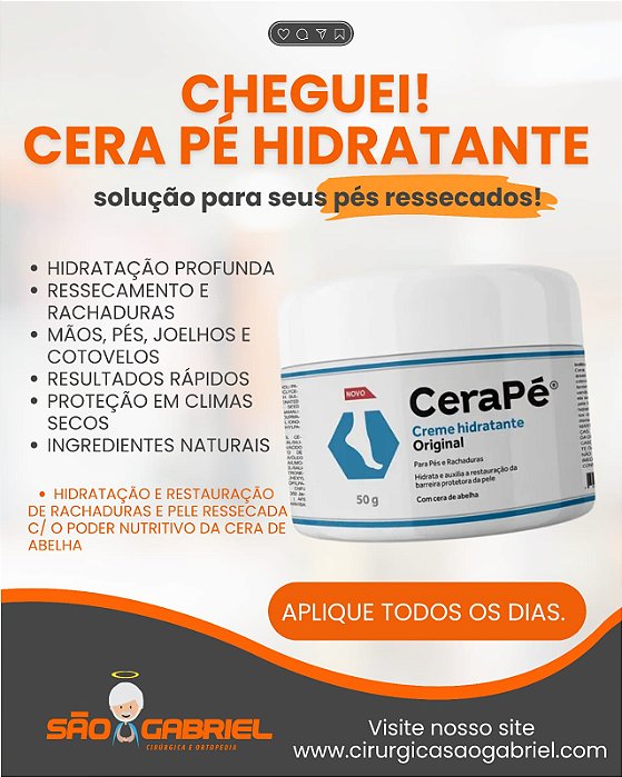 Cera Pé Creme Hidratante Para Pés E Áreas Ressecadas 50g