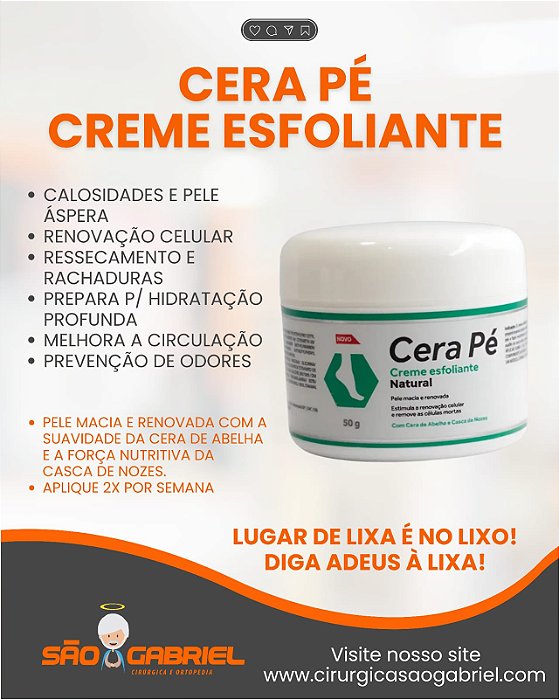 Cera Pé Creme Esfoliante Para Os Pés 50g