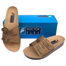 Sandália Doctor Flex 2 Fivelas Areia Anatômico P/ Esporão