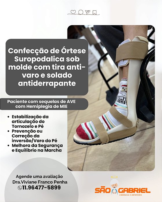 Órtese Suropodalica Sob Molde com tiras anti varo e solado antiderrapante