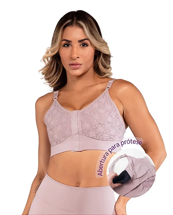 Sutiã de Mastectomia com abertura para Prótese Biobela bege