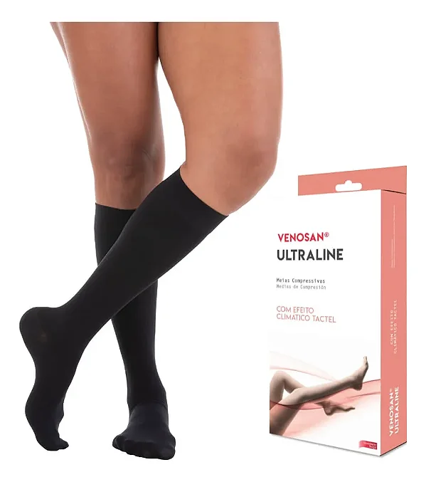 Meia 3/4 4000 Ultraline Venosan unissex Preto