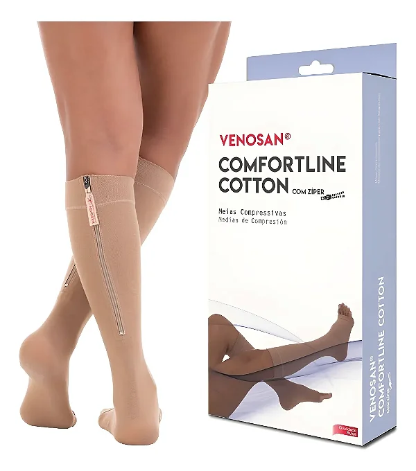 Meia 3/4 Comfortline Cotton Ziper 20-30mmhg Venosan