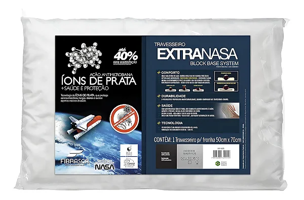 Travesseiro Nasa Alto Extravisco Antibacteriano 50x70 Fibrasca