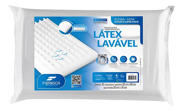 Travesseiro 100% Látex Lavável Fibrasca