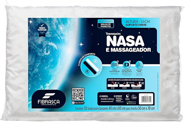 Travesseiro Nasa e Massageador Ortopédico 50 x 70 cm - Fibrasca