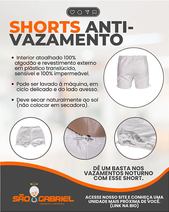 Shorts Anti-vazamento Noturno Adulto Tam: 42 - Longevitech