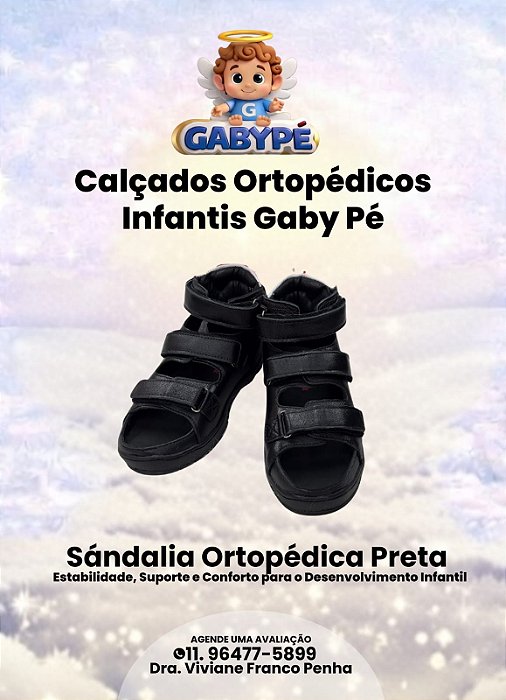Sandália Ortopédica infantil Gabype GP2 Preto