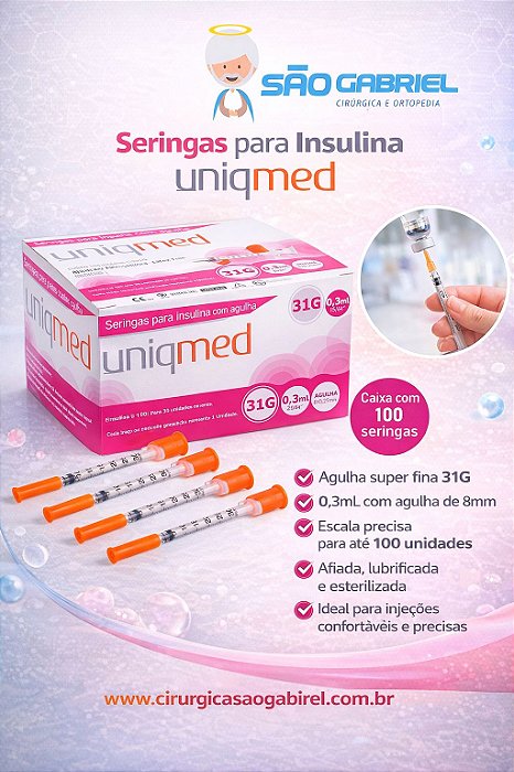 Seringas para insulina 0,3ml 6mmx0.25mm pct c/10unid.