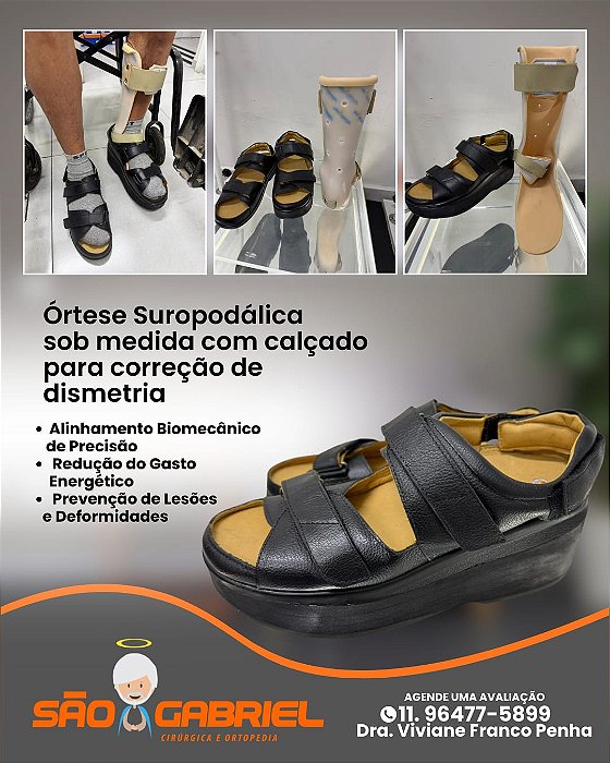 Órtese suropodalica sob medida com sandalia para correção