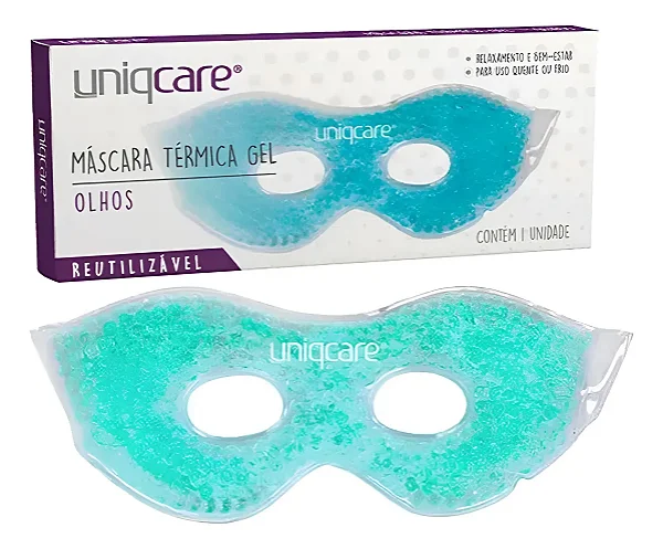 Máscara Térmica Gel Relaxante Olheiras Edemas Azul Uniqmed