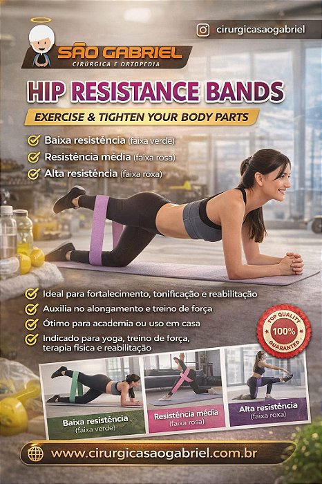 Kit 3 Faixa Elastica Hip Mini Band Treino Exercicio