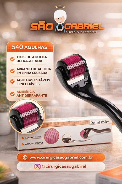 Dermaroller Elephant Rolo Microagulhamento 540 Agulhas Titânio 1mm