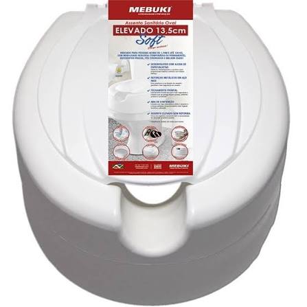 Assento Elevado de Vaso Sanitário Oval Soft Mebuki com Tampa - 13,5cm
