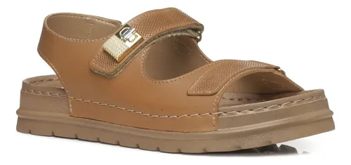 Sandália Pegada Feminina em Couro Camel 234704-07