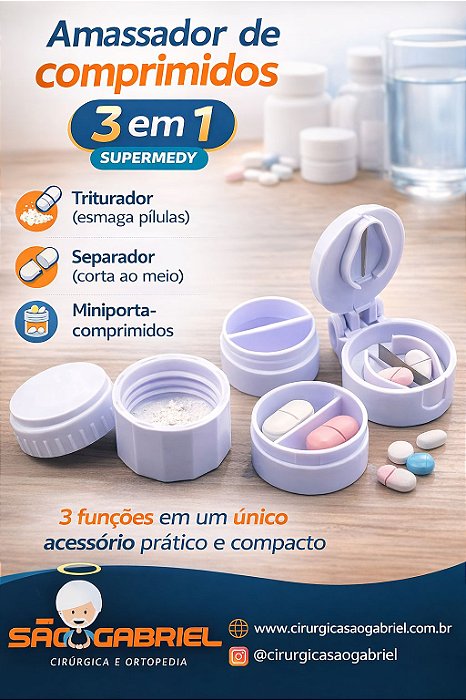 Amassador de comprimidos 3 em 1 Supermedy