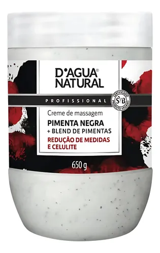 Creme Massagem Pimenta Negra Termoativo Natural Reduz Medida 650g