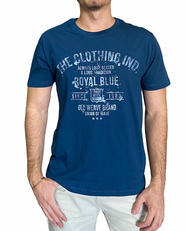 Camiseta Azul Estampada