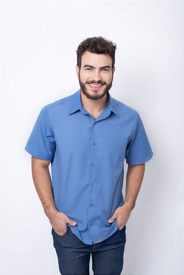 Camisa Manga Curta Azul
