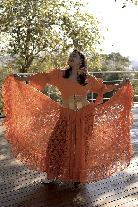 Saia Cigana Guipir Laranja