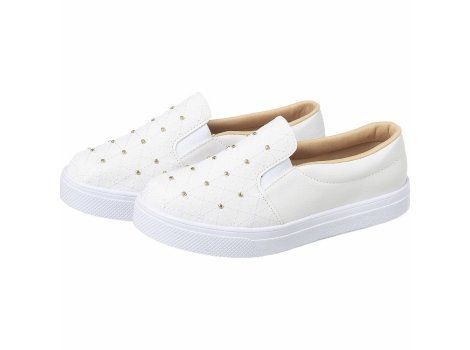 Tênis Slip On Branco Costurado - Site Rosa Calçados Femininos