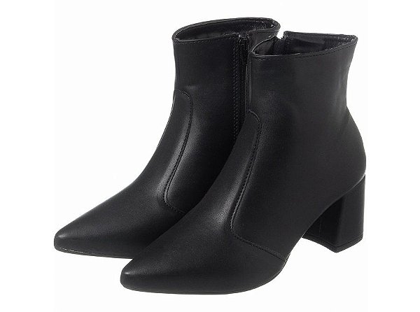 Bota Preto Sintético Bico Fino Zíper Eggo's Shoes