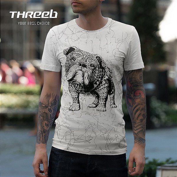 Camiseta Threeb Branca Buldog