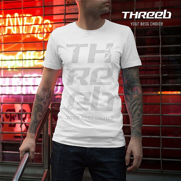 Camiseta Masculina Branca Threeb