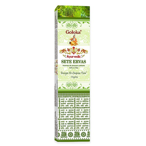 Incenso Indiano Goloka Ayurvedic - Sete ervas - Energia de Limpeza total.