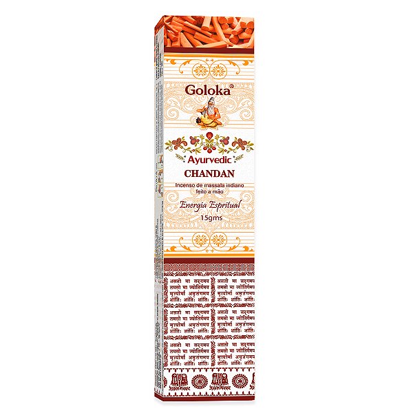 Incenso Indiano Goloka Ayurvedic - Sândalo "Chandan" - Energia Espiritual.