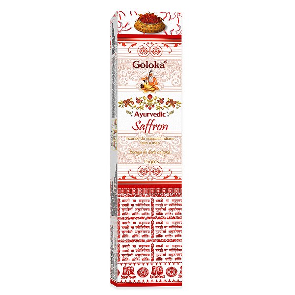 Incenso Indiano Goloka Ayurvedic Saffron - Energia da sorte e alegria.