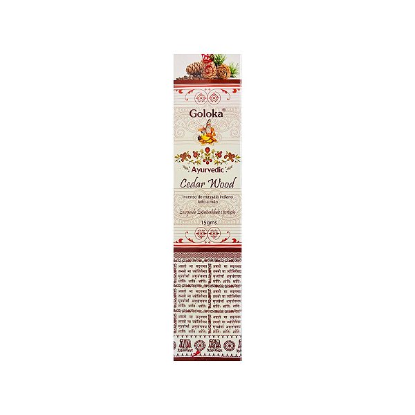 Incenso Indiano Goloka Ayurvedic Cedro - Energia da Espiritualização e Proteção.