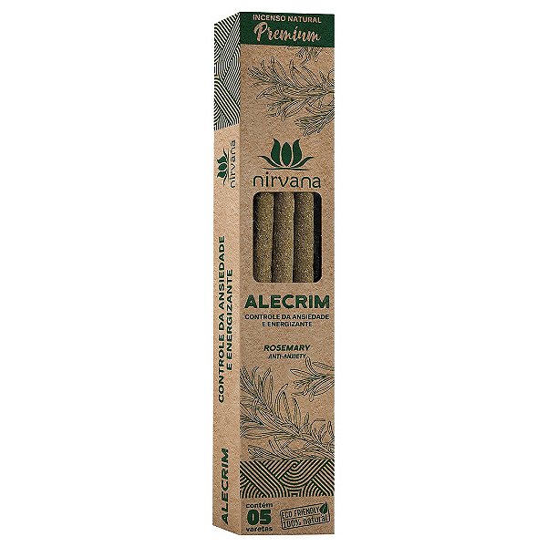 Incenso Natural Alecrim - Nirvana Premium - Cx com 05 varetas