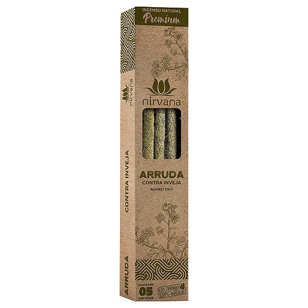 Incenso Natural Arruda - Nirvana Premium - Cx com 05 varetas