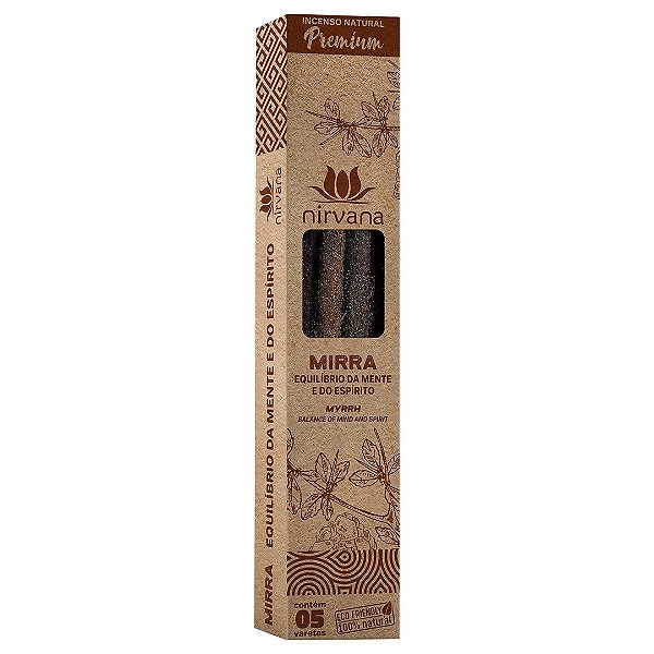 Incenso Natural Mirra - Nirvana Premium - Cx com 05 varetas