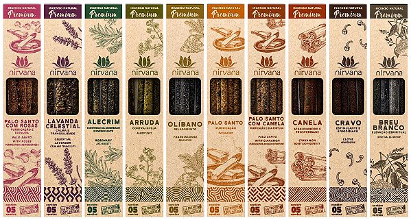 Incenso Natural Nirvana Premium - Super kit com 10 Aromas
