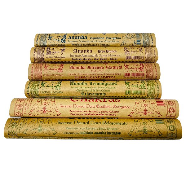 Incenso Natural Ananda Kit 6 Rolinhos  Defumação