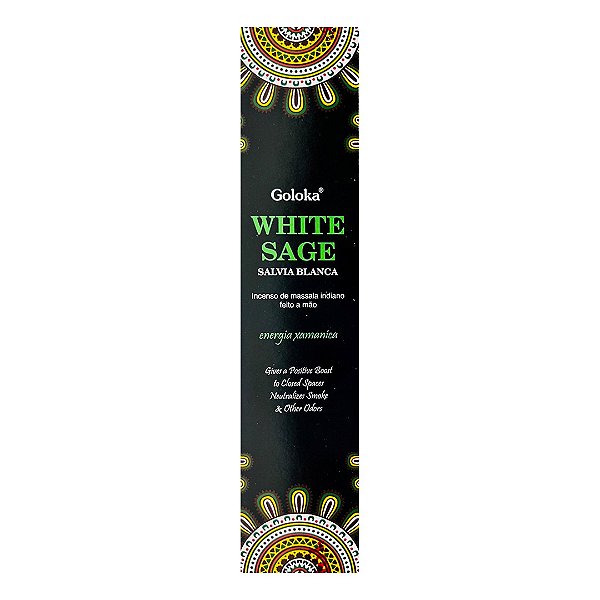Incenso Indiano de Massala - Linha Goloka Black - White Sage - Sálvia Branca - 15G