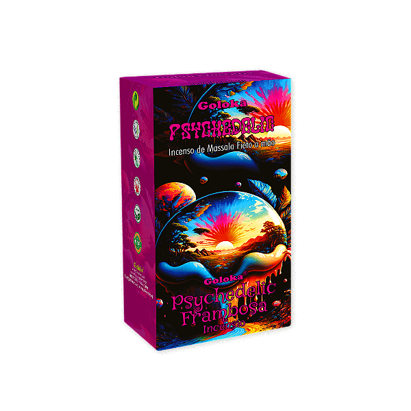 Incenso Massala Goloka Psychedelic - Framboesa - Caixa Box Fechada - 12 Unidades