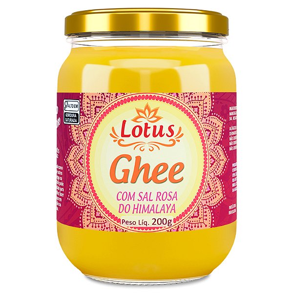 Manteiga Ghee com sal Rosa 200g Lotus - Zero Lactose