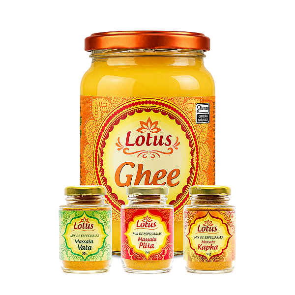 Kit Ayurveda Lotus - Ghee 500g + Massalas Vata, Pitta e Kapha