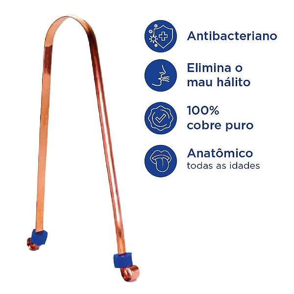 Raspador Limpador De LÍngua 100% De Cobre Puro Ayurveda 8g - Liso