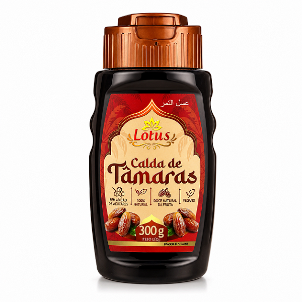 Calda de Tâmaras Lotus 300g - Bisnaga Adoçante Natural Vegano