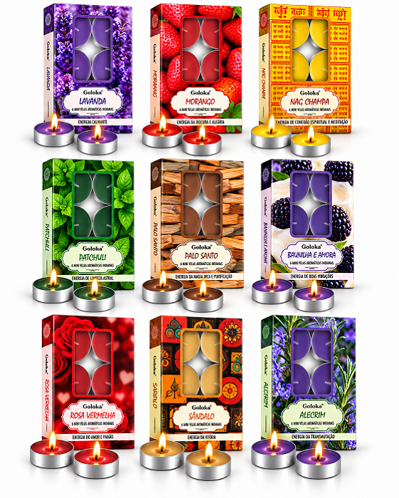 KIT 6 MINI VELAS GOLOKA VELA PERFUMADA
