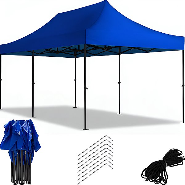 Gazebo Dobravel Pagoda 3X6M Azul - Kala