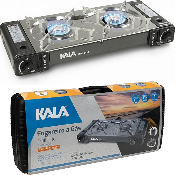 Fogareiro Duas Bocas Camping A Gas Trail Duo Kala Fogao Acampamento Inox