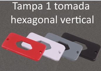 TAMPA 1 TOMADA HEXAGONAL VERTICAL CAIXA 1" PVC ANTICHAMA